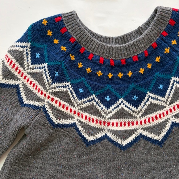 Hanna Andersson Charcoal Dress with Navy and Crimson Details - Picture 2 of 5